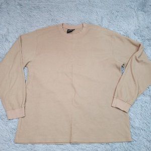 Access Mens Shirt Top Biege 3XL Cotton Stretch Ribbed Crew Neck XXXL Long Sleeve